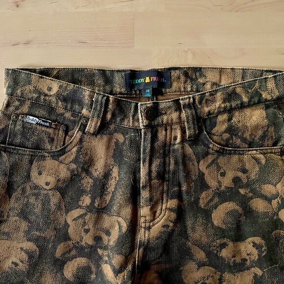Teddy Fresh Unisex Brown Teddy Bears Straight Leg Carpenter Jeans Pants size 28 - Picture 2 of 7